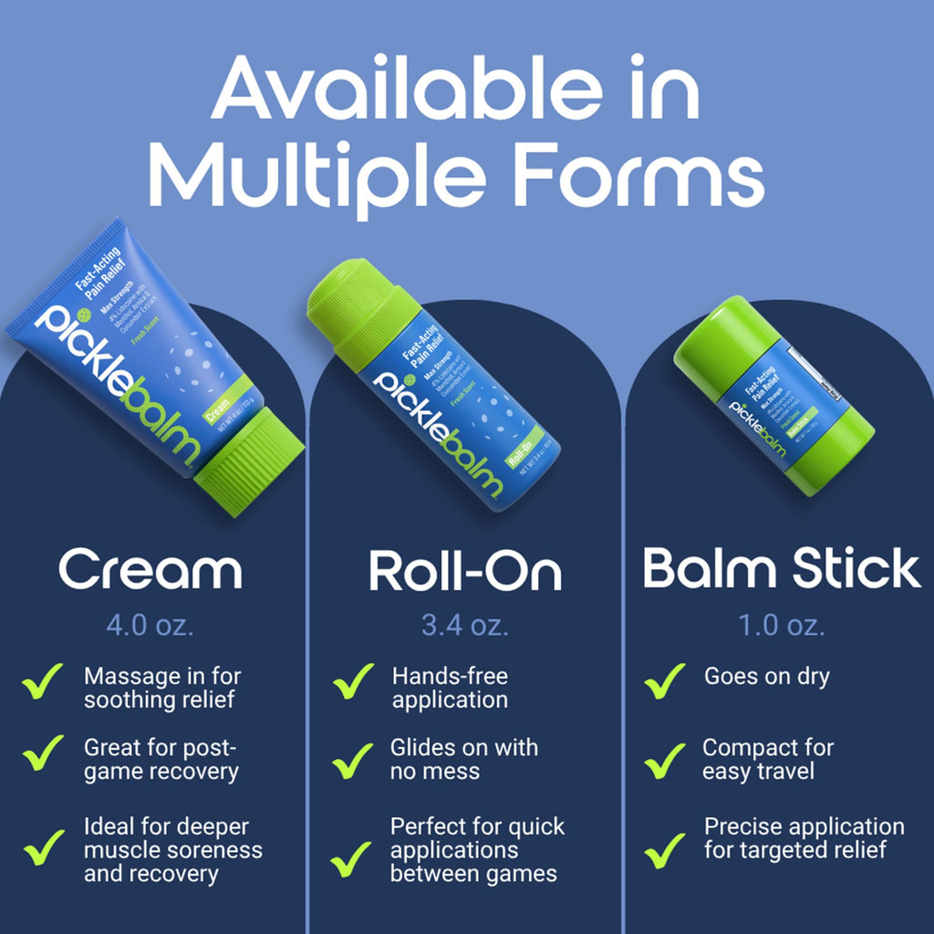 PickleBalm Pickleball Post-Game Muscle Pain Relief Cream with 4% Lidocaine, Arnica, Menthol, Cucumber Seed Extract for Shoulders, Knees, Wrists, and More, 4oz Cream PickleBalmBuy Supplements Australia