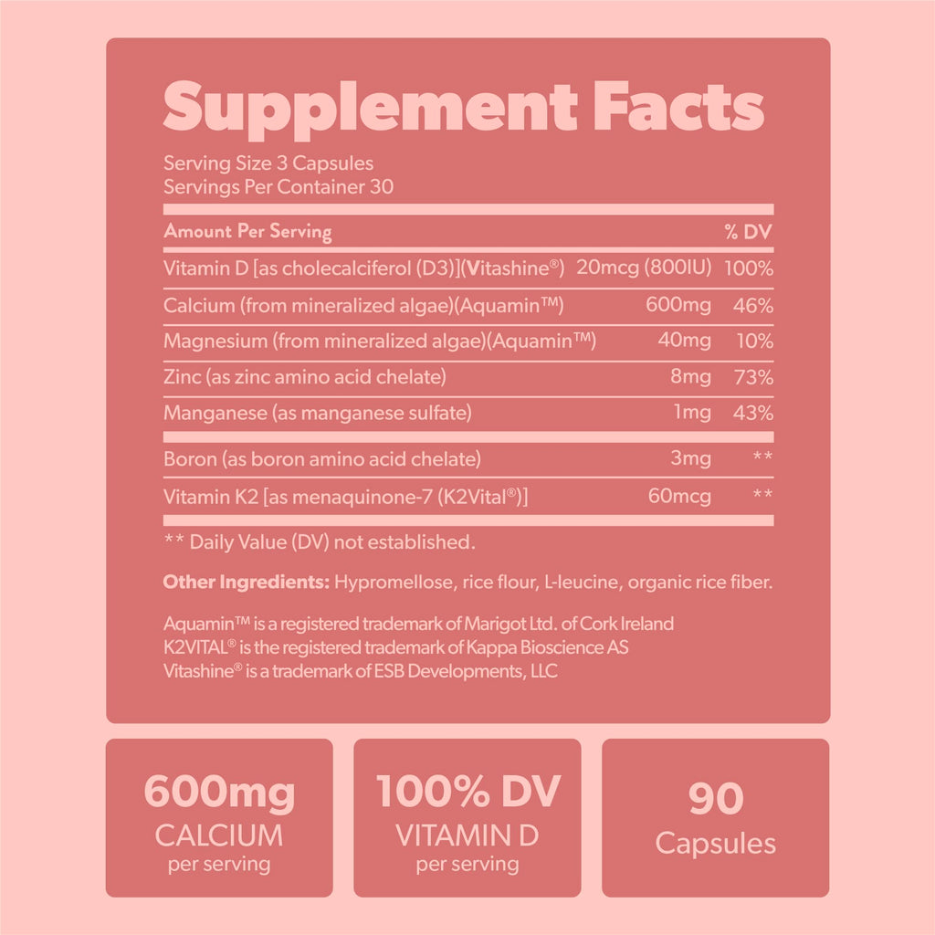 sapling Calcium Supplement - Whole Food with Vitamin K2 & D3, Magnesium, Zinc, Boron, Mineral Complex. Sourced Sustainably from Red Algae. for Bone Strength