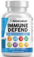 Clean Nutraceuticals Immune Defense Support Supplement 8 in 1 with Zinc 50mg Quercetin, VIT C 1000mg, Vitamin D3 5000 IU, Elderberry, Ginger - Immunity System Booster for Adults, Vegan - 60 Count Clean NutraceuticalsBuy Supplements Australia