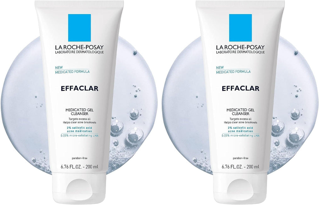 La Roche-Posay Effaclar Medicated Gel Cleanser,2% Salicylic Acid Cleanser + LHA + Glycerin,Foaming Acne Face Wash,Helps Clear & Prevent Acne Breakouts,