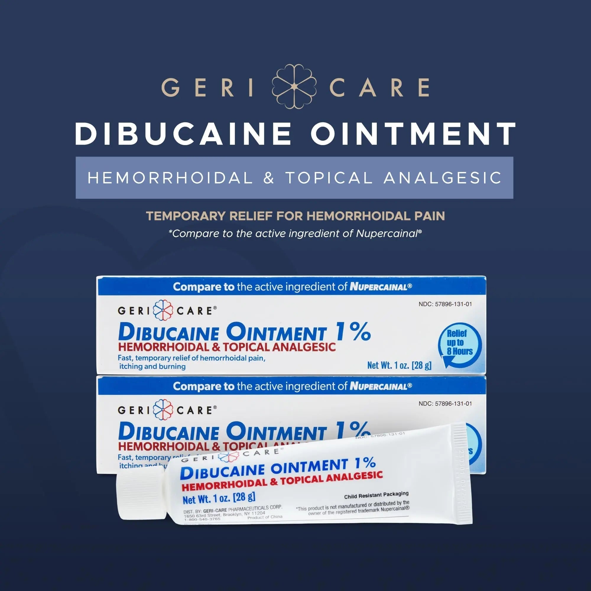 GeriCare Dibucaine Hemorroid Ointment 1% Pain-Relief Hemorrhoid Cream |Hemorroidal & Topical Analgesic| Quick Relief from Burning & Itching | Fast-Acting External Hemorrhoid Treatment 1oz (2 Pack) GeriCareBuy Supplements Australia