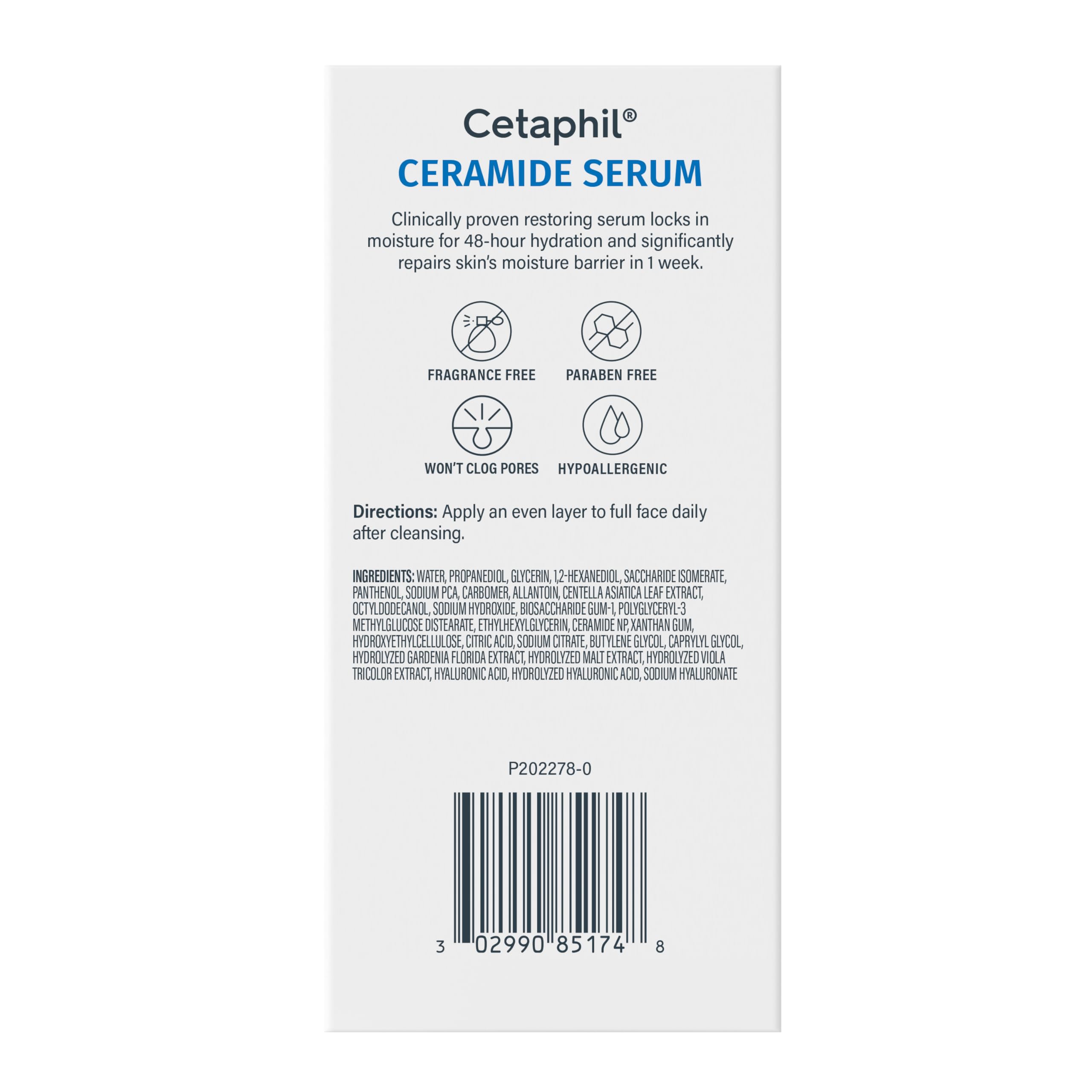 Cetaphil Ceramide Serum, Hydrates and Restores Skin Barrier, Formulated with Ceramides & Centella Asiatica, Designed for Sensitive Skin,