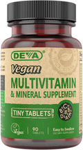 DEVA Vegan Multivitamin for Women & Men with Iron, Vitamin C, E, B Complex Vitamins, Zinc, 90 Tiny Tablets DEVABuy Supplements Australia