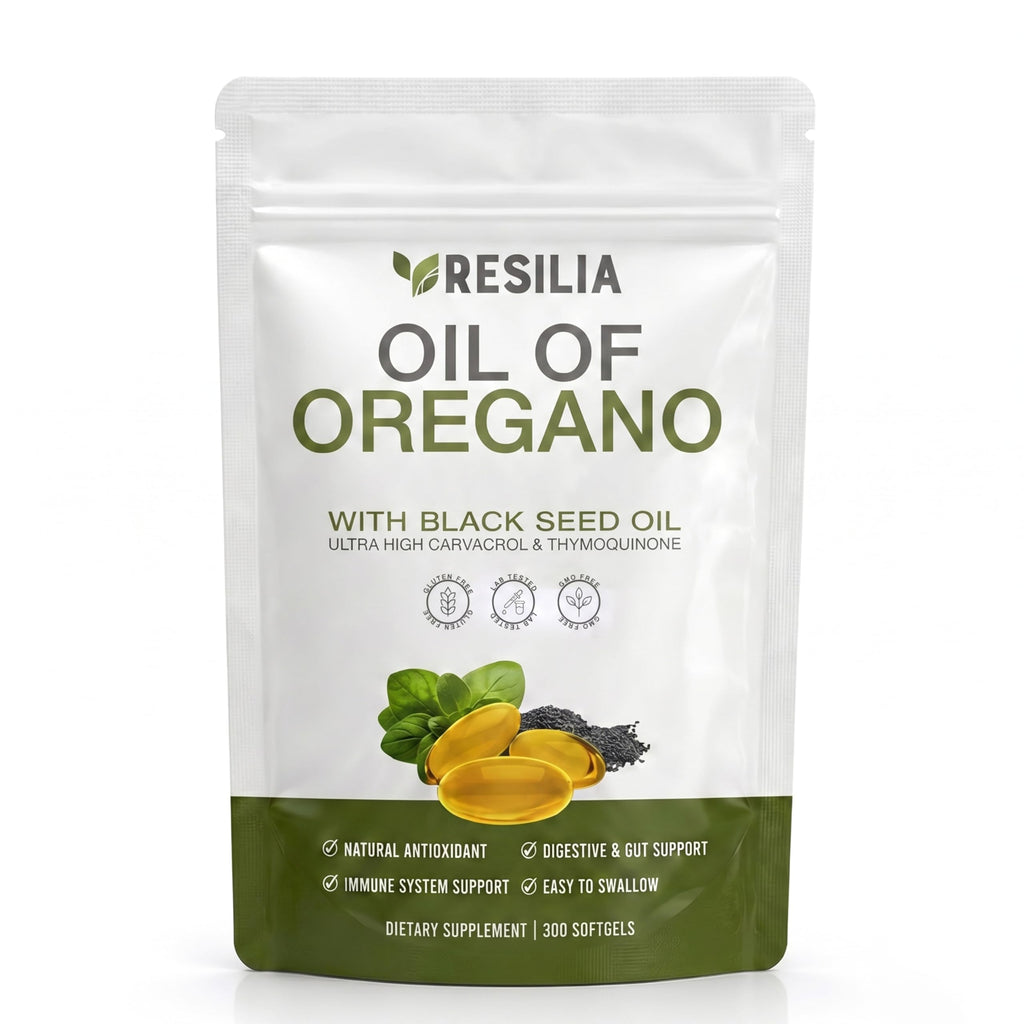Resilia Softgels with Black Seed Oil 6000mg – Premium Grade Oregano Oil Capsules for Immune & Digestive Support – Non-GMO, Gluten-Free Softgels