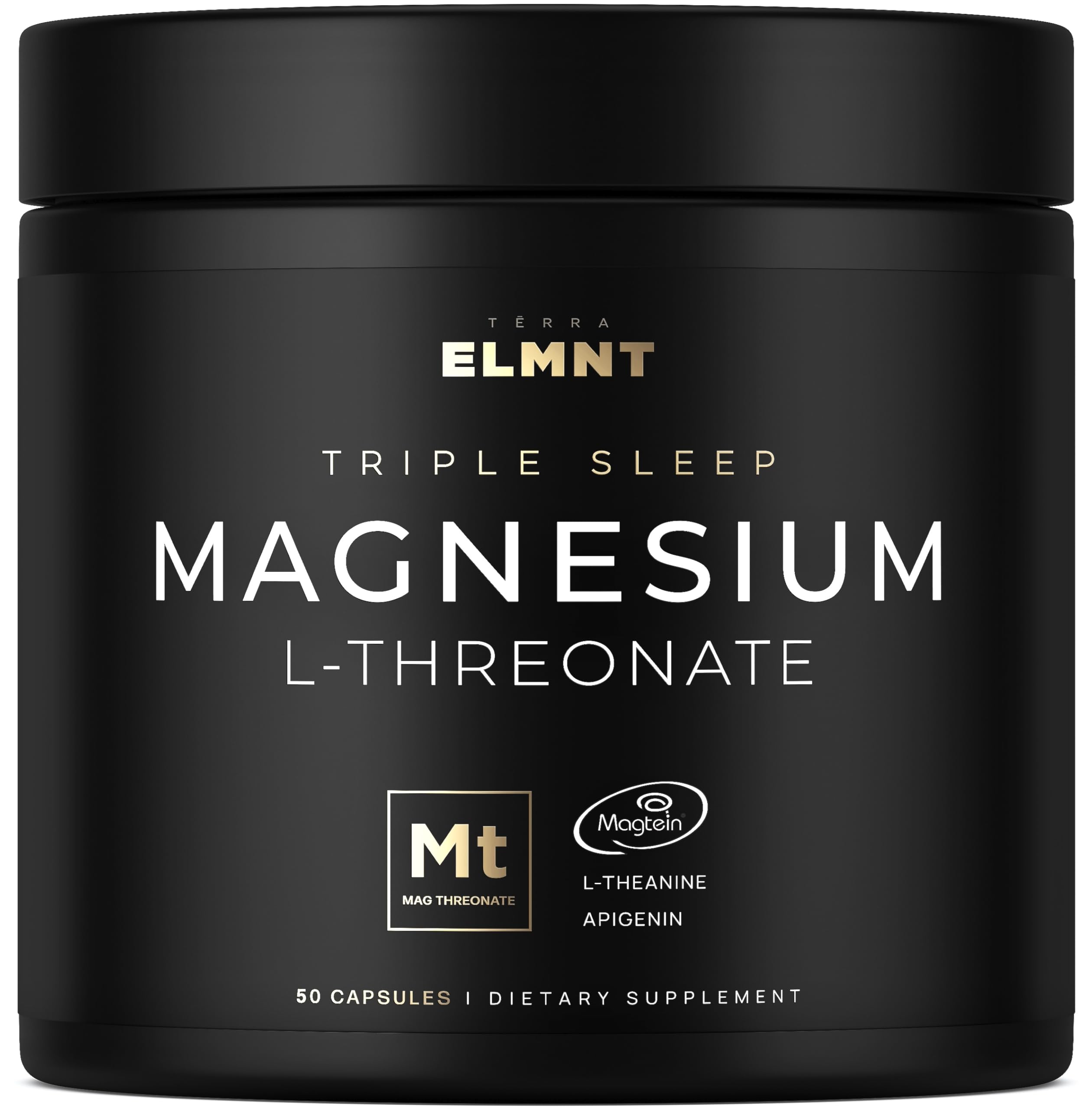 Triple Sleep Magnesium L-Threonate w. Apigenin, Theanine & Magtein Magnesium L Threonate - High Absorption Magnesium Supplement Capsules for Men and Women Magnesium Powder Pills TERRA ELMNTBuy Supplements Australia