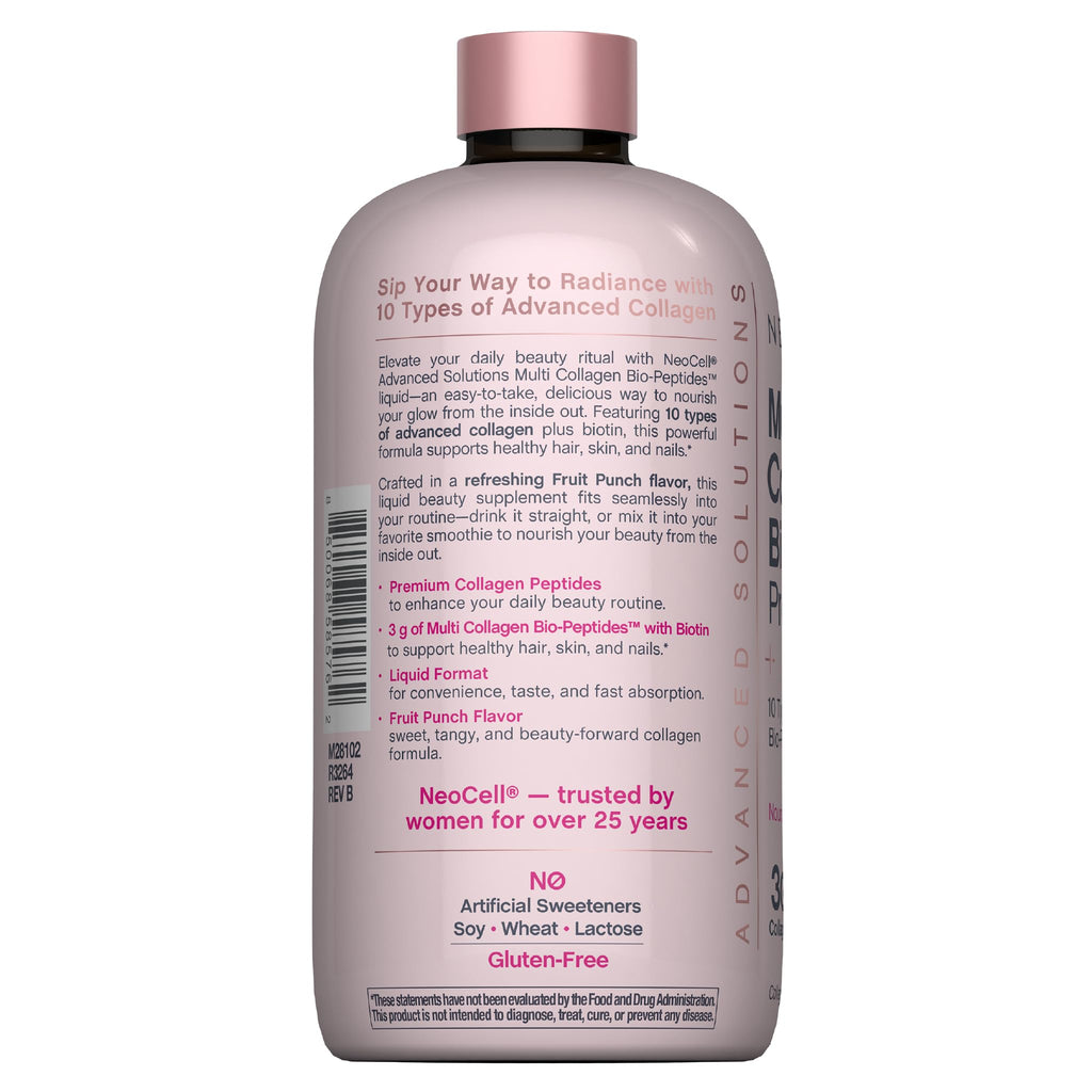 NeoCell Liquid Multi Collagen Peptides | 16 fl oz | with Biotin | Advanced Nourishing Formula | 10 Types of Bio-Peptides