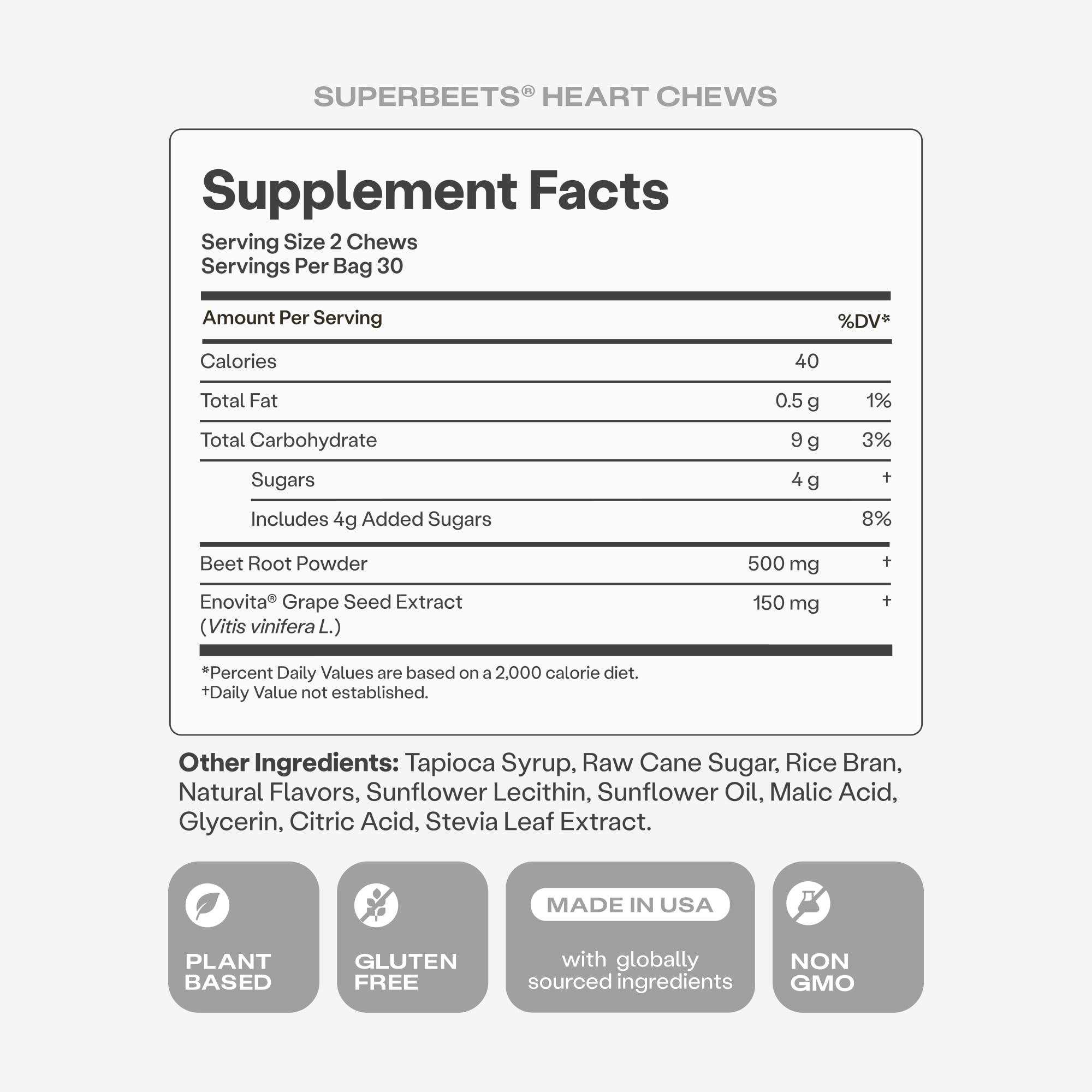 Humann SuperBeets Heart Chews, Beet Root Powder Support Energy Supplement, Nitric Oxide and Blood Pressure Support, Grape Seed Extract & Non-GMO, Heart Health, Pomegranate Berry Flavor, 60 Count Humann buy supplements Au
