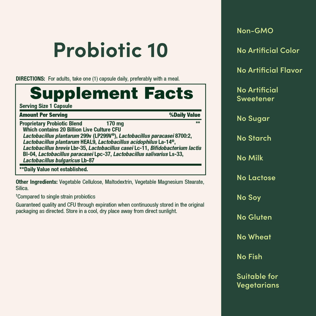 Nature's Bounty Probiotic 10 Daily Probiotic Supplement for Digestive, Immune, and Upper Respiratory Support, Ultra Strength, 30 Capsules 1 Pack