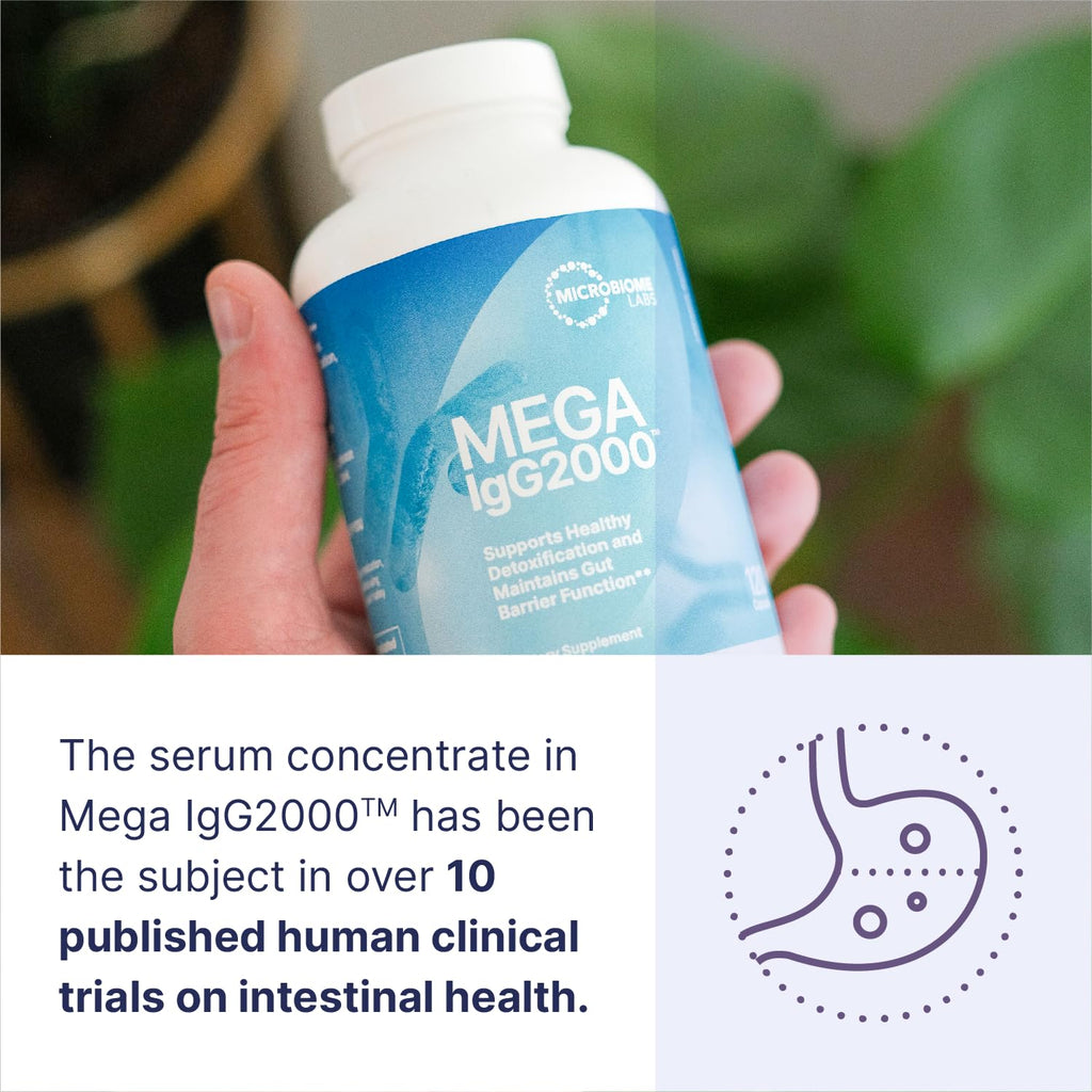 Microbiome Labs Mega IgG2000 Gut Health Powder for Women, Men & Kids 2+ - IgG Immunoglobulin Supplement for Digestive Health Support - Dairy-Free Bovine Colostrum