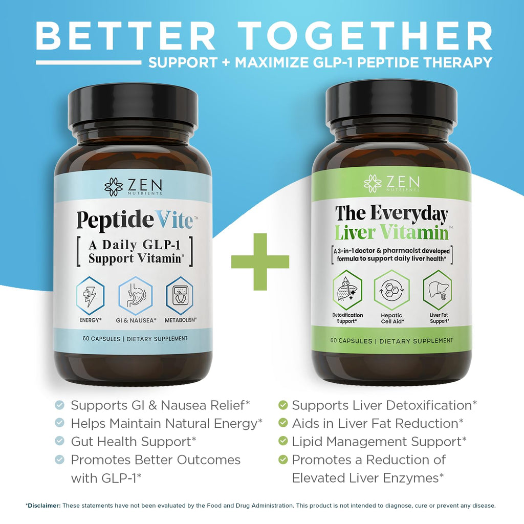 Zen Nutrients PeptideVite  Support Vitamin for Gut Health with Probiotics, Bromelain, Chromium Picolinate & Organic Ginger (60 Capsules)