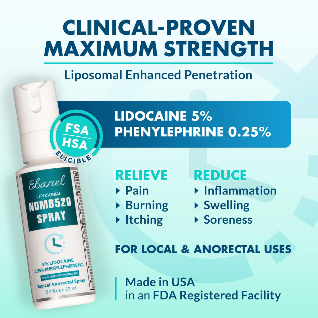 Ebanel Bundle of Lidocaine Numbing Cream, and Numbing Spray