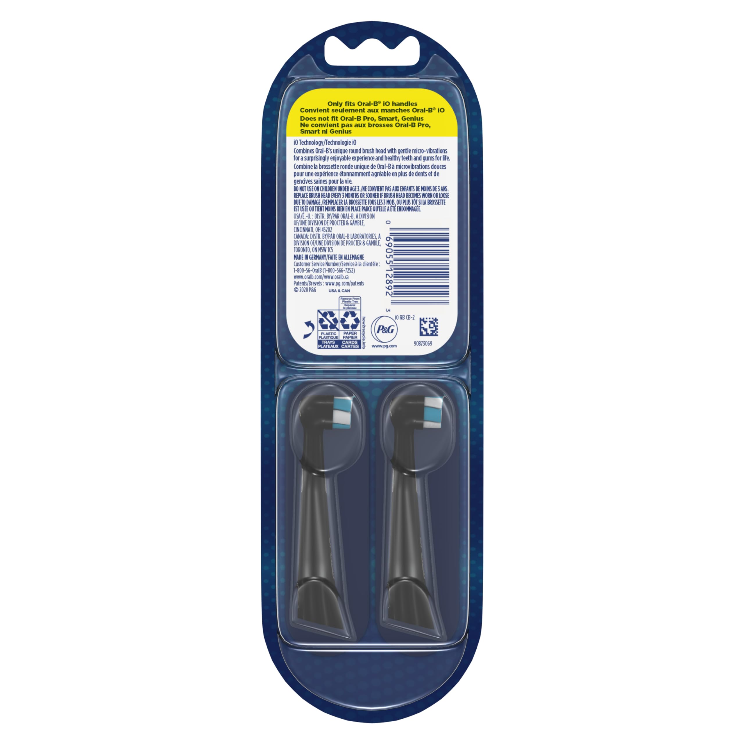 Oral-B iO Series Ultimate Clean Electric Toothbrush Replacement Brush Heads for an Oral-B Electric Toothbrush, 2 Count, Black