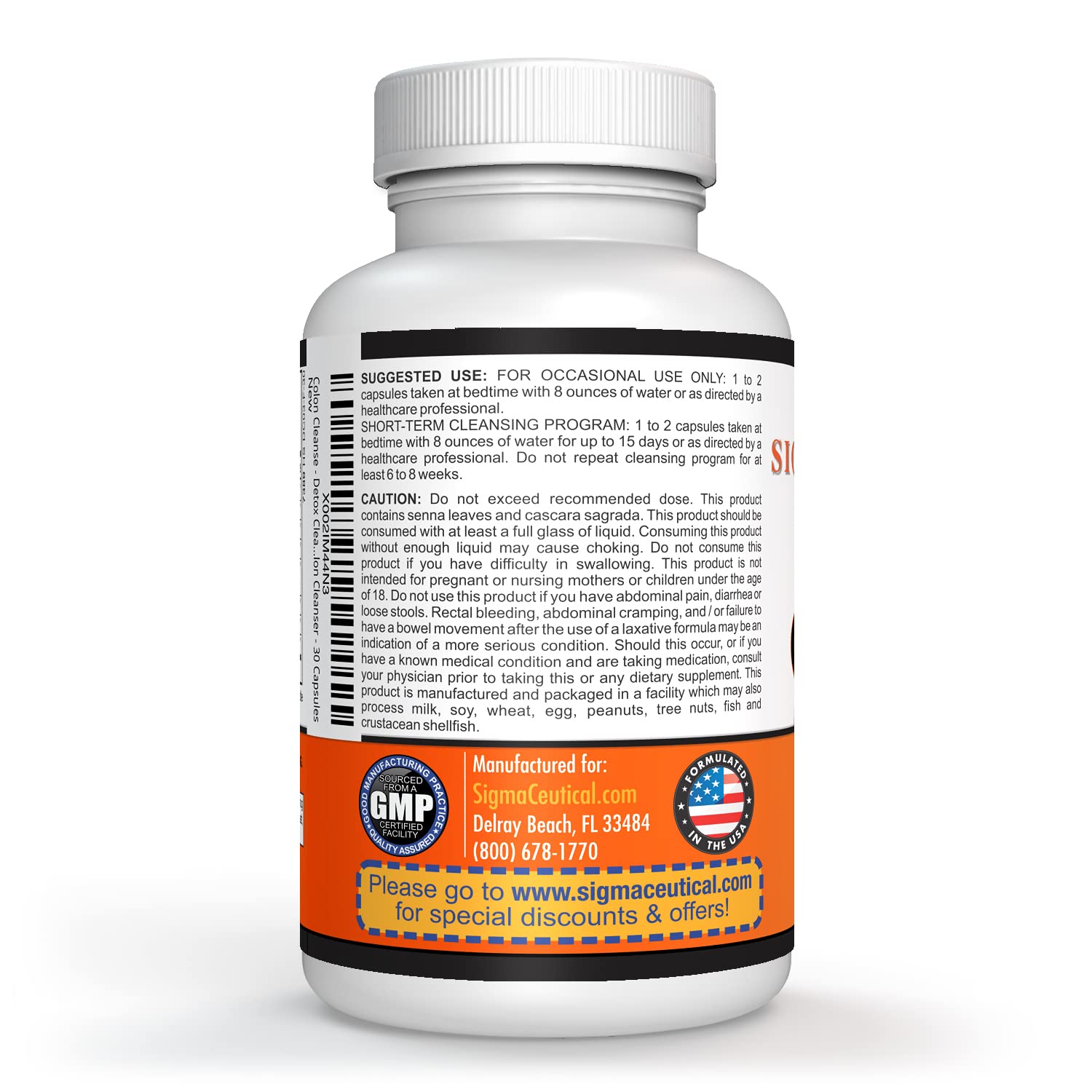 Sigmaceutical 1 Day Colon Cleanse - Detox Cleanse - Bowel Cleanse & Laxative - Bowel Detox - Colon Cleanser & Detox - 30 Capsules