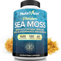 Nutrivein Organic Sea Moss 1600mg Plus Bladderwrack & Burdock - 120 Caps for Adults - Prebiotic Super-Food - Immune System & Digestive Health