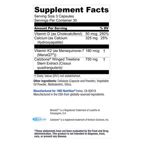 1MD Nutrition OsteoMD for Comprehensive Support - Supplement for Women and Men - Promote Density w/Vitamin D - Hydroxyapatite
