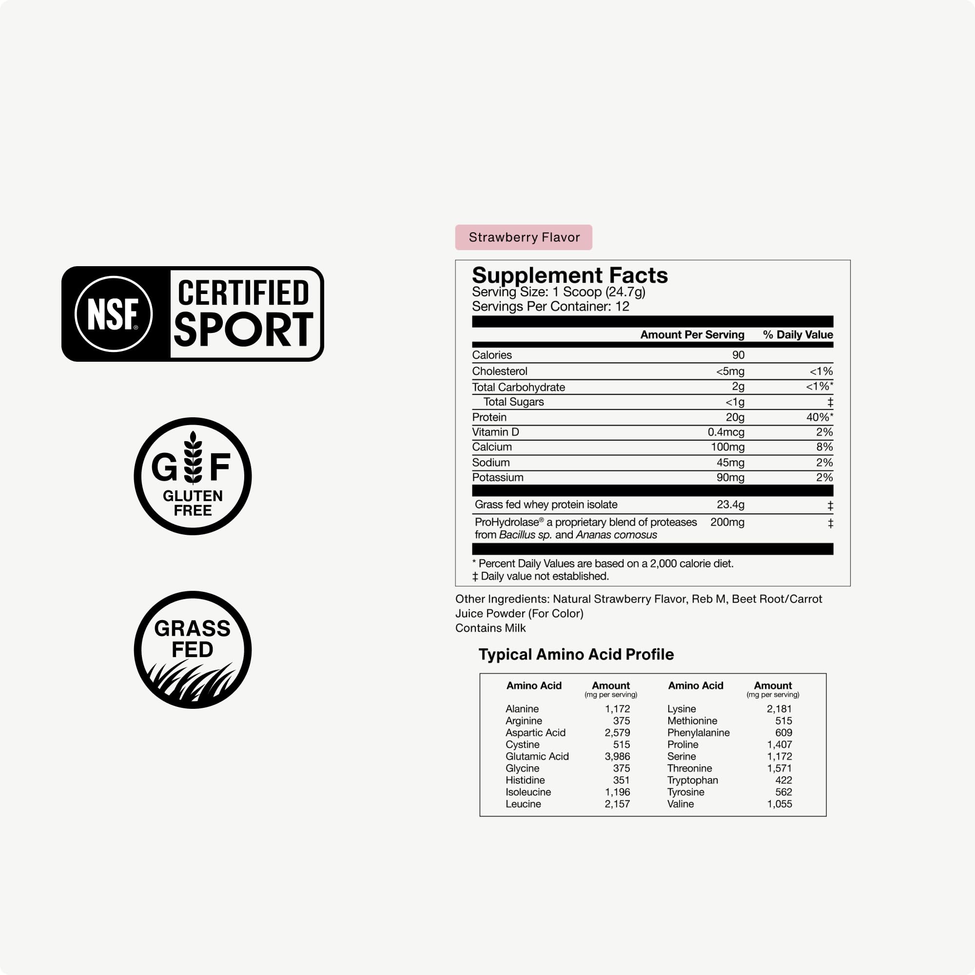 Momentous Essential Grass-Fed Whey Protein Powder - 20 g Whey Isolate Protein - NSF Certified for Sport - Gluten-Free - 12 Servings for Essential Everyday Use