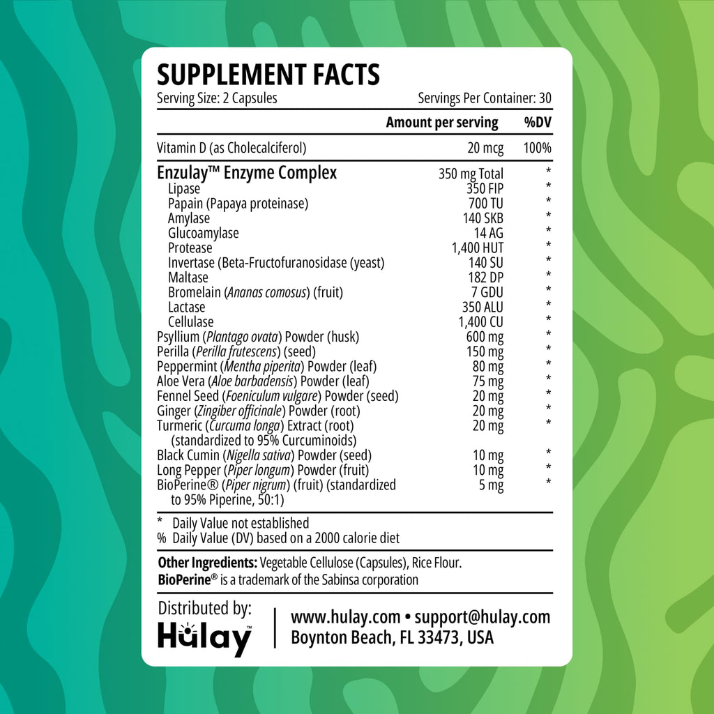 3-in-1 Gut Health Supplement - Debloat Pills - Gas and Bloating - Lactase, Protease, Amylase and Lipase Digestive Enzymes - Peppermint, Turmeric and Psyllium Husk Capsules