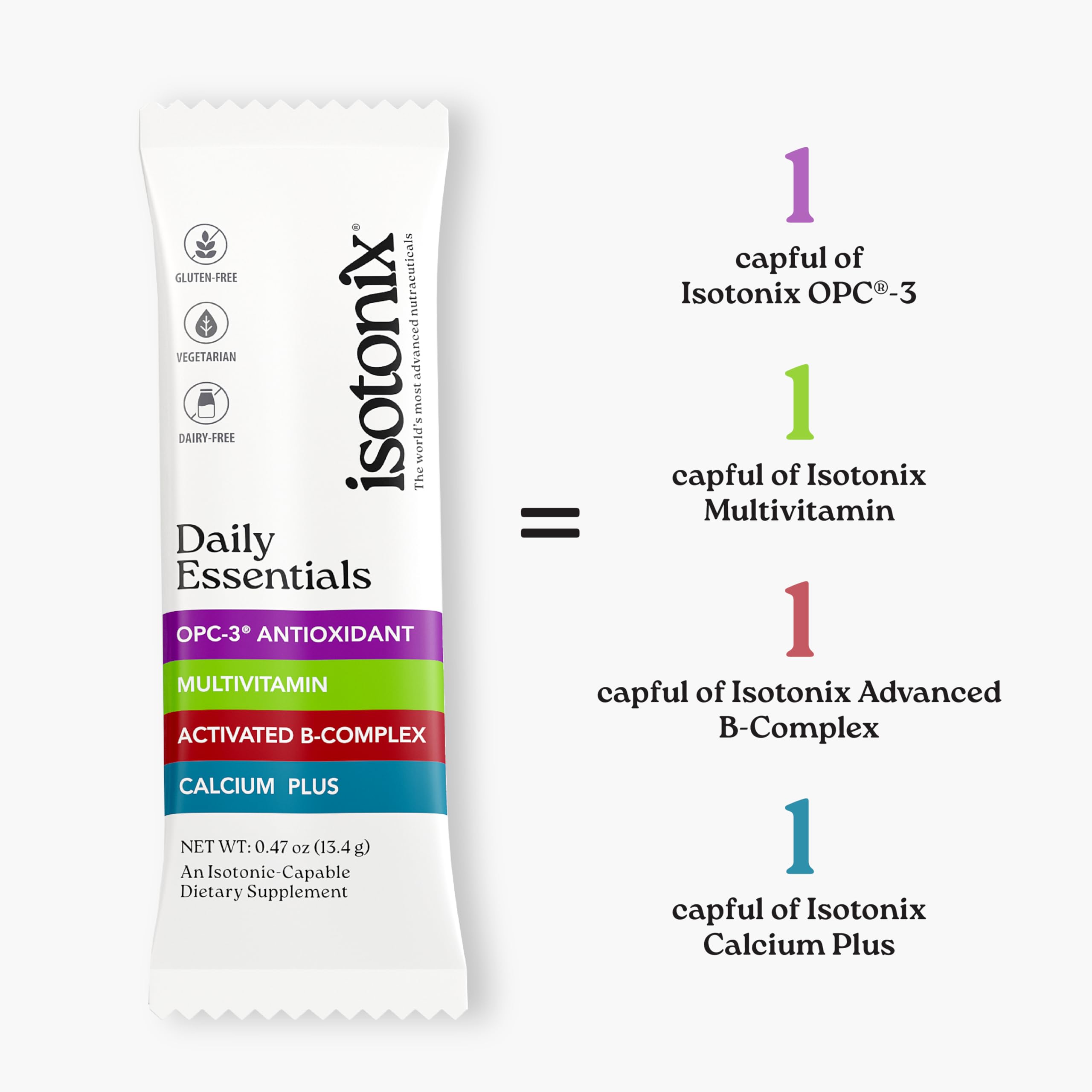 Isotonix® Daily Essentials Multivitamin Powder Packets – 4-in-1 Formula with Multivitamin, Activated B-Complex, Calcium Plus & OPC-3 with Pycnogenol