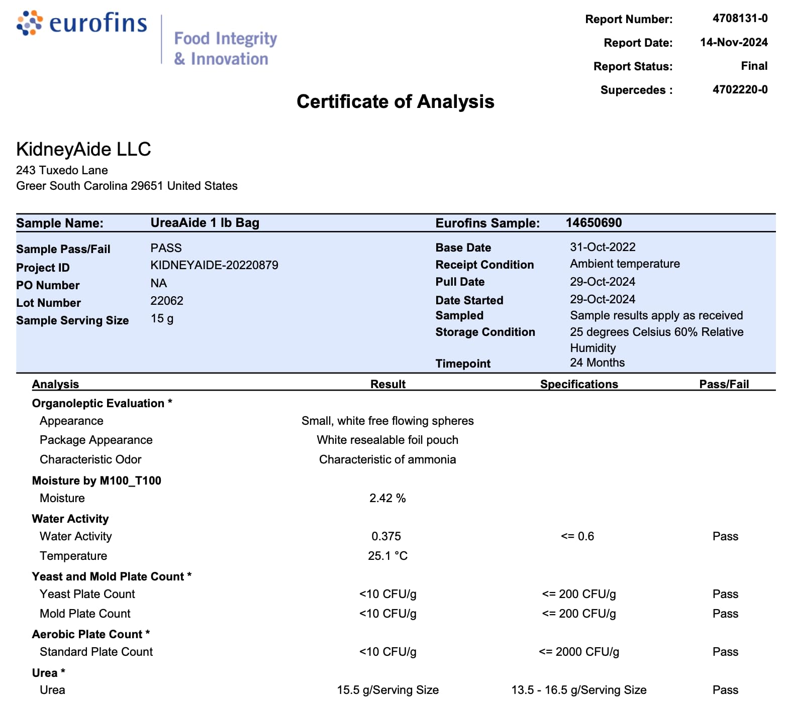 UreaAide Unflavored Urea Powder for Low Sodium 30 Servings Oral Urea Powder for Hyponatremia-Single Ingredient 100% Medical Grade Urea with 15 gram Dose Scoop