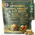 PURETREX Liposomal Herbal Parasite Cleanse for Humans, 9 Herb Wormwood Black Walnut Clove Formula, Gut Detox with Pumpkin Seed Garlic