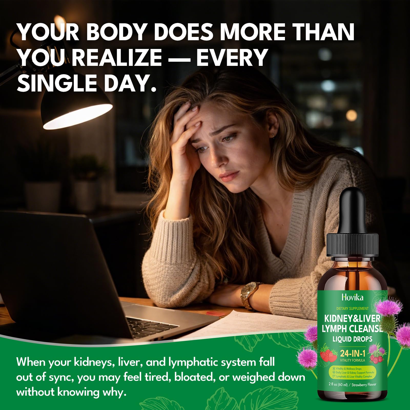 24-in-1 Kidney & Liver, Lymph Cleanse Detox & Repair Drops, Three Immune Formula with Cranberry, Milk Thistle, Vegan Urinary Tract & Lymphatic Drainage