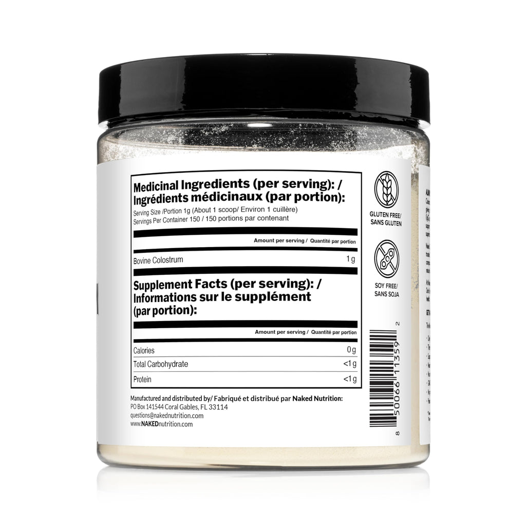 NAKED Colostrum Powder – 100% Grass-Fed Bovine Colostrum Supplement from US Farms | Tested at 20%+ IgG | Gut Health, Immunit