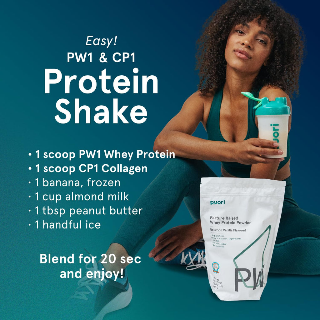 Puori Whey Protein Powder, Dark Chocolate - PW1 Pasture-Raised, Grass-Fed Whey Protein Powder Drink Mix containing BCAA Amino Acids - Post-Workout Supplement for Muscle Gain & Recovery - 30 Servings