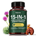 HojaSana Milk Thistle Liver Support - 80% Silymarin, 15-in-1 Formula with Glutathione, NAC, Turmeric, Artichoke and Reishi - Antioxidant, Metabolism