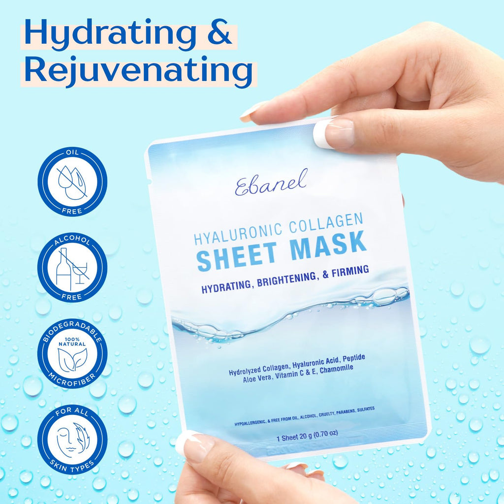 Ebanel Bundle of Gentle Exfoliating Face Scrub Peeling Gel 4.12 Oz, and 15 Pack Collagen Face Mask