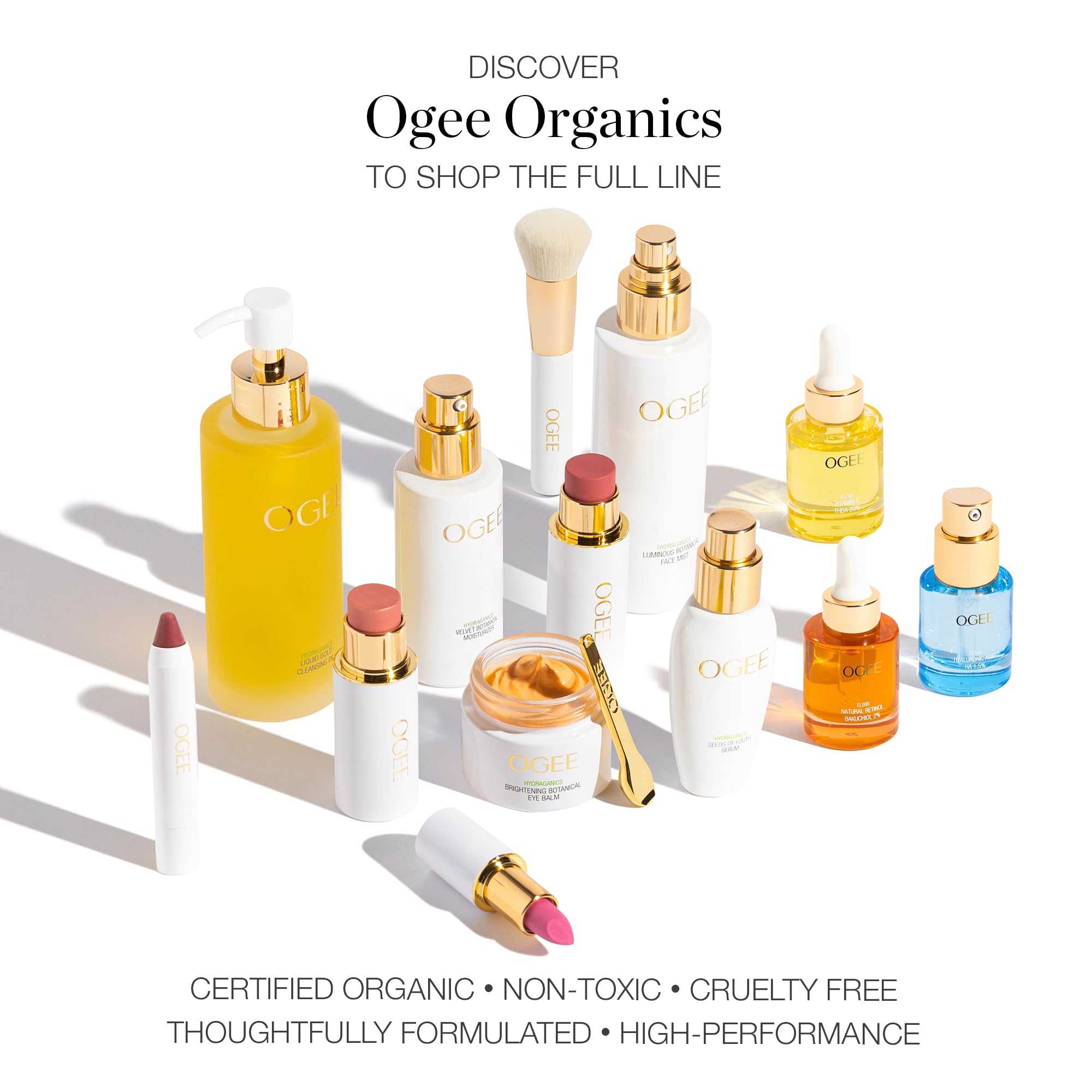 Ogee Face Stick Crystal Collection Trio - Contour Stick Makeup Collection - Certified Organic Contour Palette - Includes Bronzer Stick, Blush Stick & Highlighter Stick