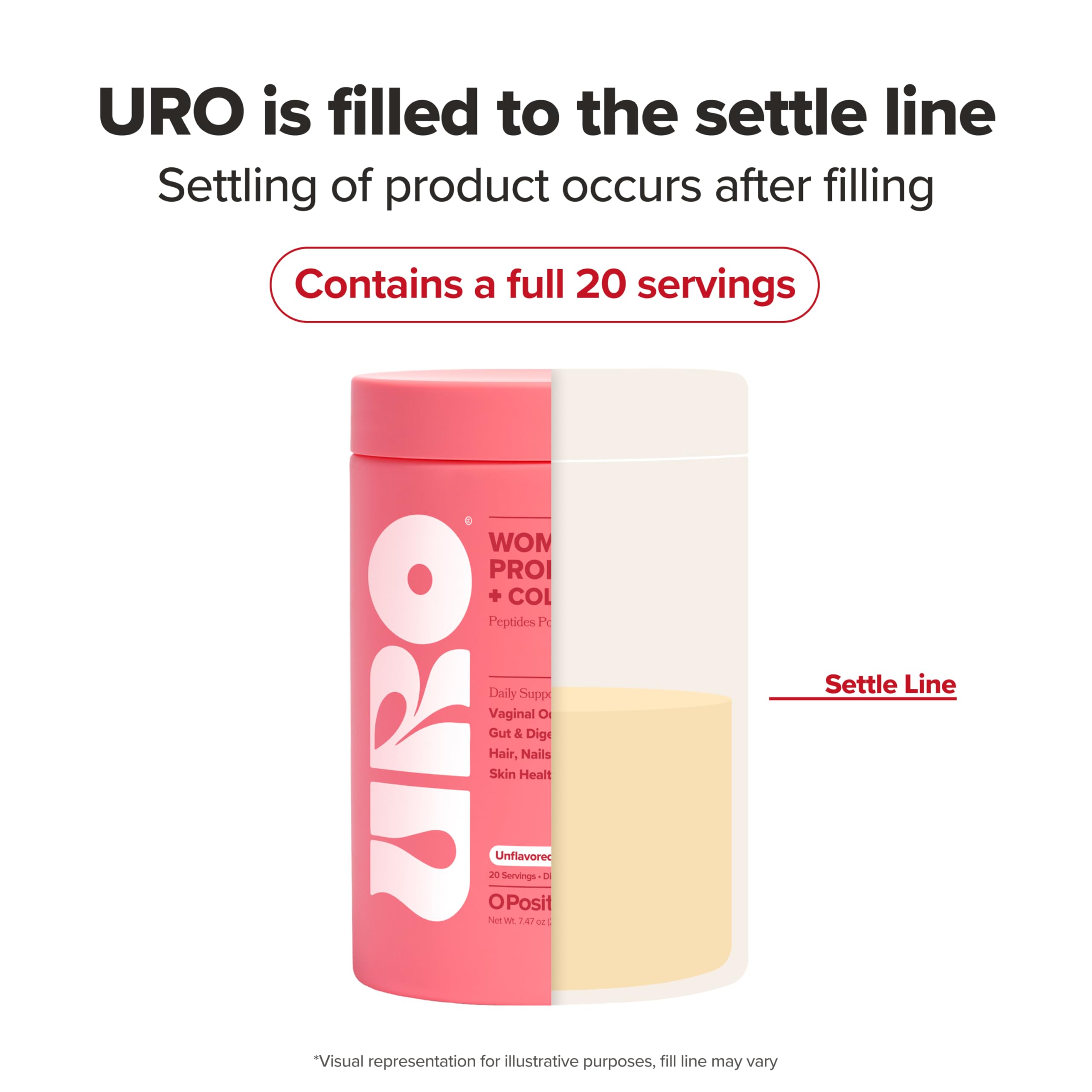 URO Women’s Probiotic + Collagen Peptides Powder – Vaginal, Skin & Gut Health In One Daily Scoop – With Hydrolyzed Collagen Peptides, Probiotic Blend, and XOS Prebiotics – 20 servings