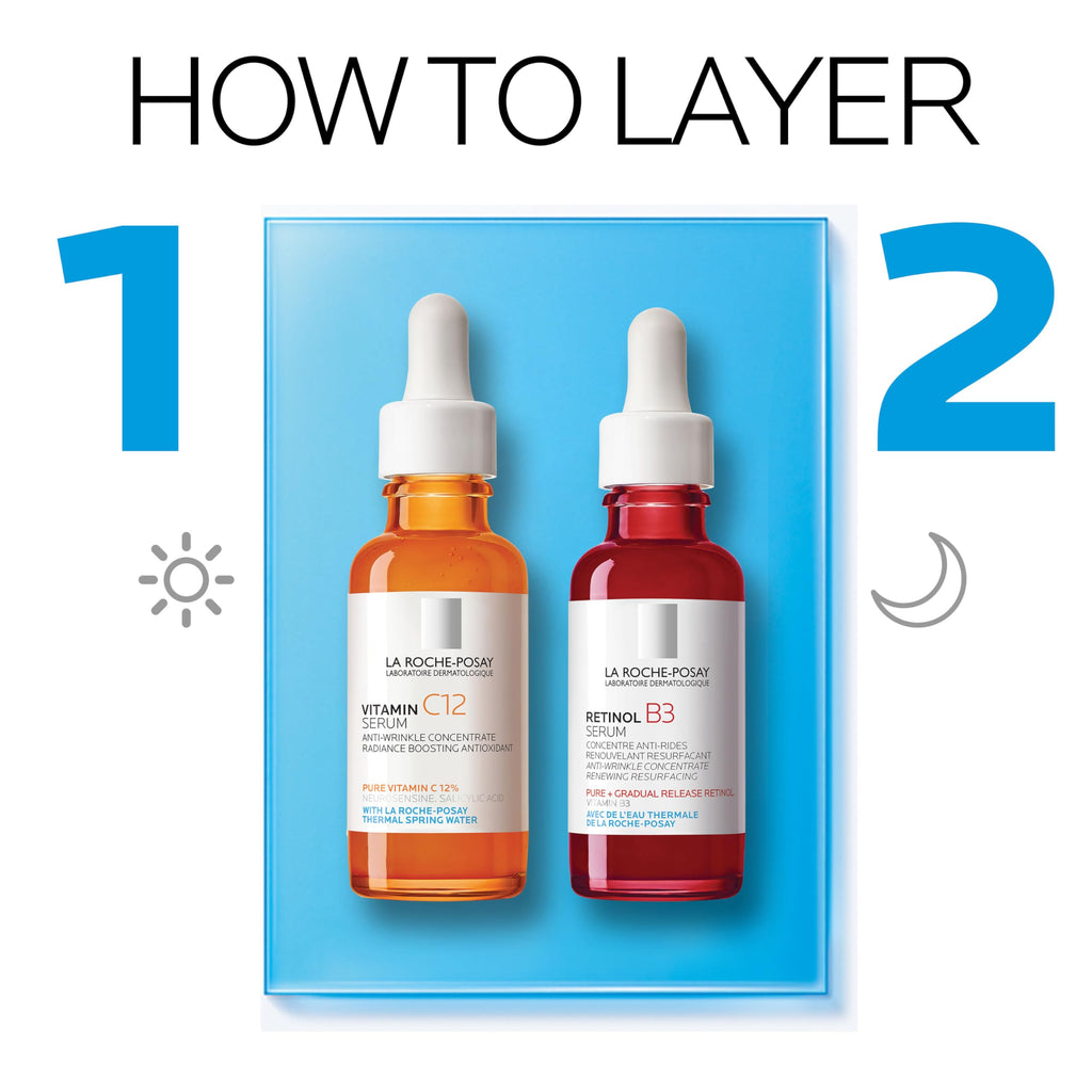 Bundle of La Roche-Posay Pure 10% Vitamin C Serum+ La Roche-Posay Pure Retinol Face Serum for Lines, Wrinkles & Premature Sun Damage to Resurface
