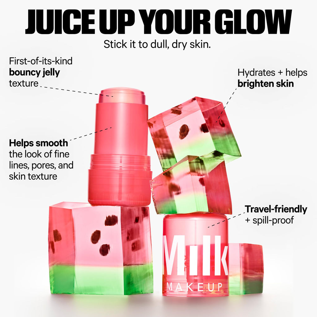 Milk Makeup Skincare Jelly Gift Set – Hydrating + Brightening Face Serums and Blush + Lip Stain in pH-Adaptive Pink – Two Full Size Serum Sticks .21oz + Travel-Friendly Jelly Tint (pHreeze) .17oz