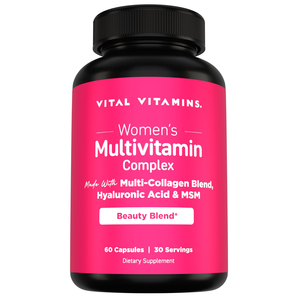 Vital Vitamins Women's Multivitamin Complex - Made with Multi-Collagen Blend, Hyaluronic Acid, & MSM - Beauty Multivitamins - with Vitamin A, C, E, B6, B12, D3-60 Capsules Vital VitaminsBuy Supplements Australia