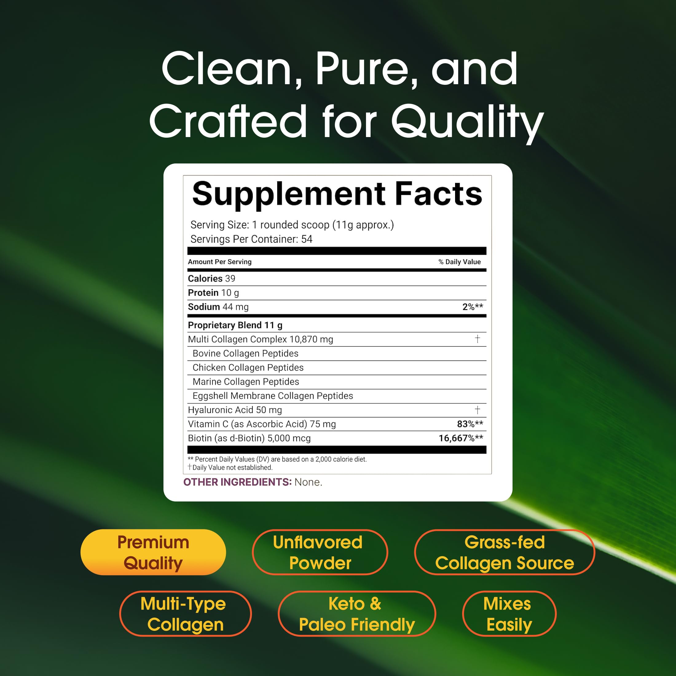 NatureBell Multi Collagen Protein Powder - 600g - Hydrolyzed Collagen Peptides - for Skin, Hair, Nail, Joint & Bone Health Support* - Grass-Fed & Keto-Friendly - Unflavored