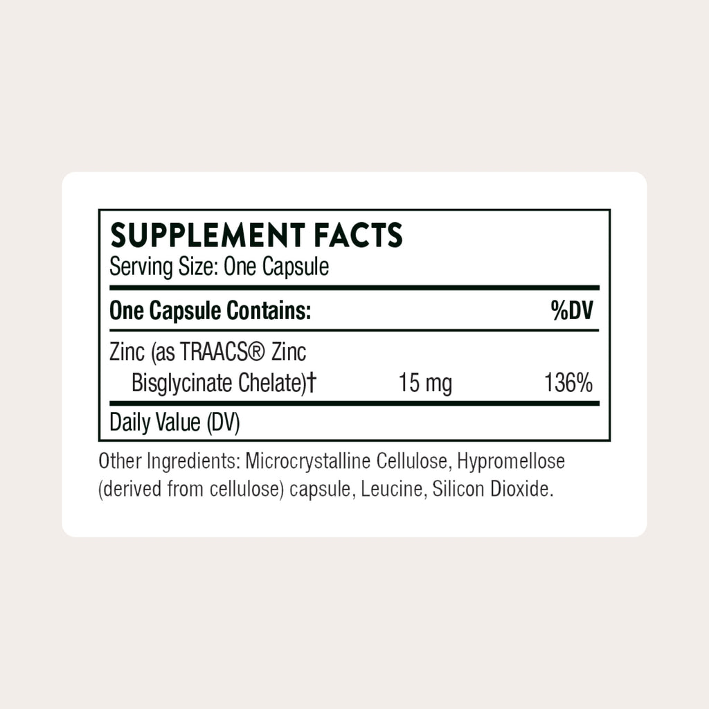 THORNE - Zinc Bisglycinate 15 mg - Highly Absorbable Zinc Supplement - Supports Immune System, Eye, Skin & Reproductive Health* - Third-Party Certified - Gluten, Dairy & Soy-Free - 60 Capsules THORNE buy supplements Au