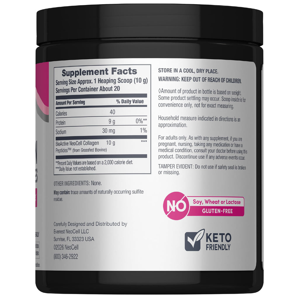 NeoCell Grassfed Collagen Peptides Powder | 7 oz | Unflavored | for Women and Men | Hair, Skin, & Nails