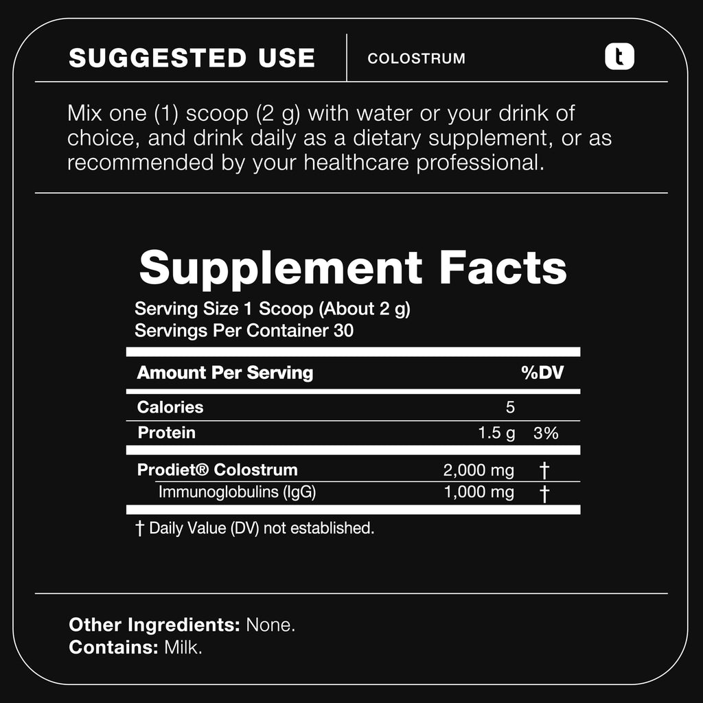 Toniiq Bovine Colostrum Powder Supplement 2000mg - 50% IgG for Gut Health, Immune Support & Skin - French Colostrum Farm-to-Jar Traceable