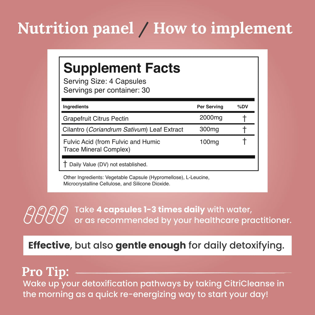 Myers Detox CitriCleanse Toxin Binder Supplement, Supports Heavy Metal Detox, Energy, & Overall Wellness, with Cilantro Extract, Grapefruit Pectin
