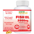 Halal Omega 3 Fish Oil 2000mg - 60 Servings, 120 Softgels. Wild Caught, Purified, Keto Friendly, Non-GMO & Gluten-Free. Brain, Heart & Cardiovascular Support.