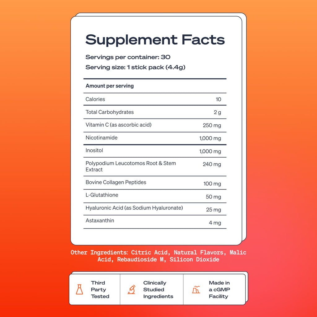 Sun Powder, First 3-in-1 Drinkable Skincare, by World-Class Dermatologist & Skin Surgeon, Regenerative Formula, Nicotinamide, Collagen Peptides, Astaxanthin,