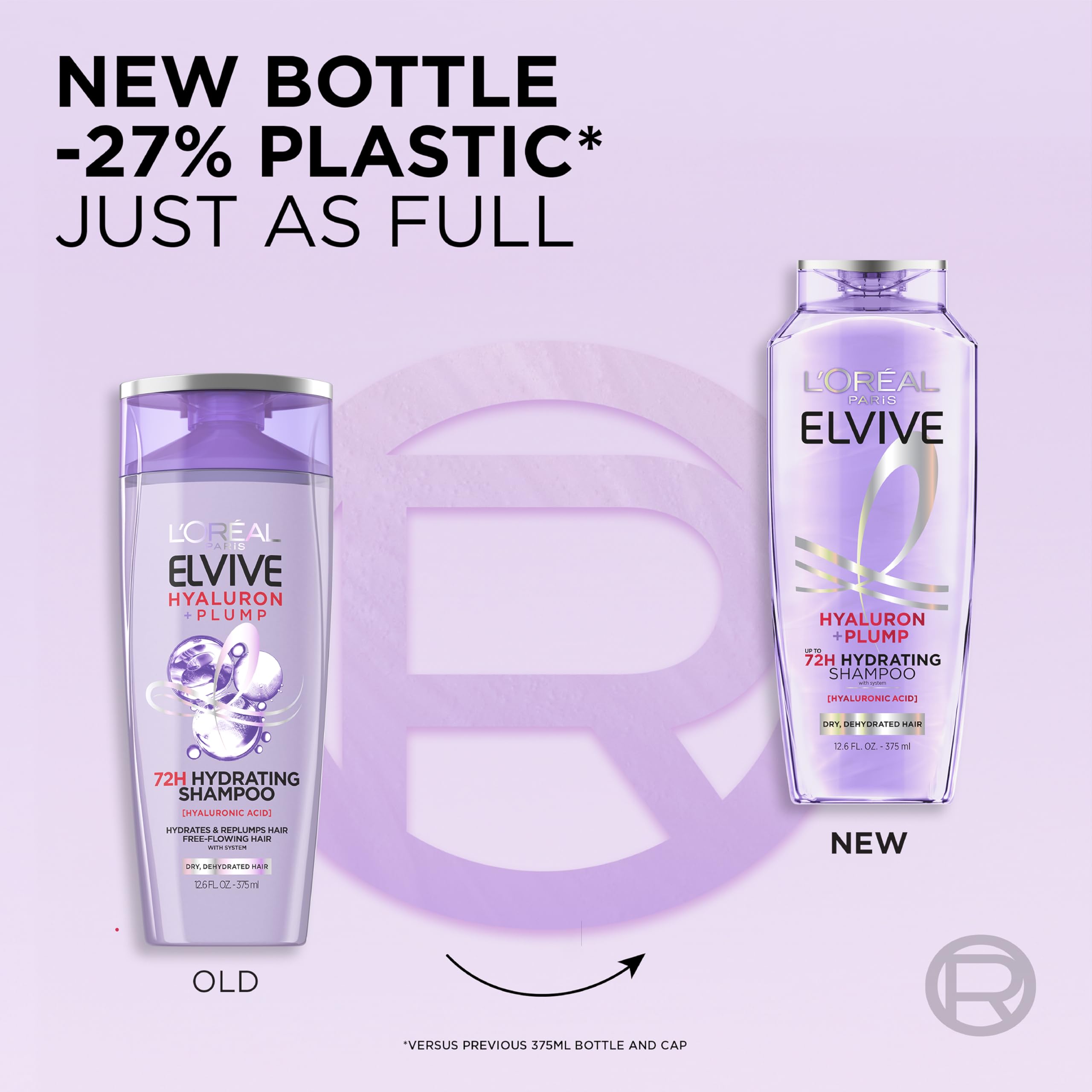 L'Oreal Paris Elvive Hyaluron Plump Hydrating Shampoo for Dehydrated, Dry Hair Infused