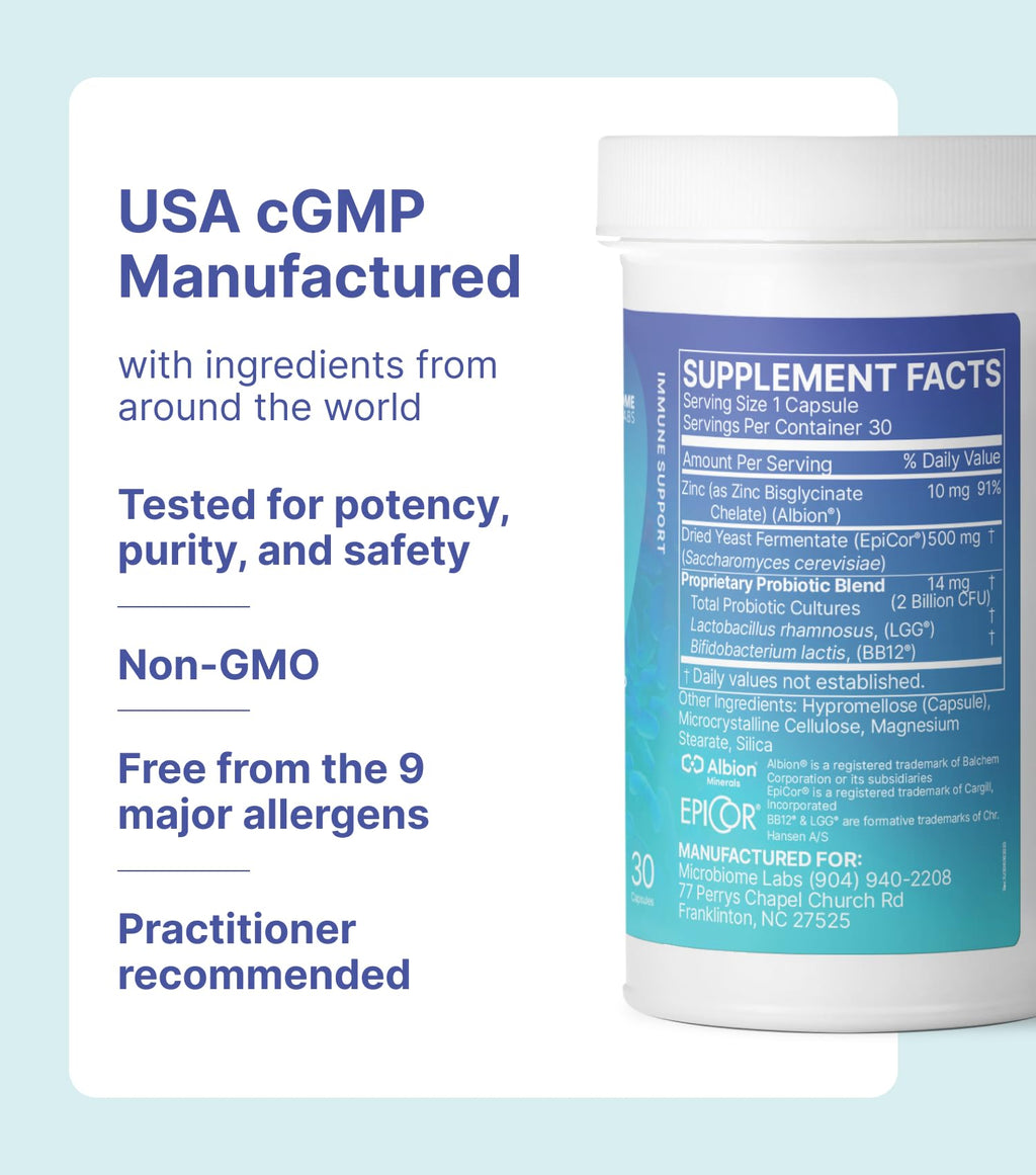 Microbiome Labs EpicDefense Probiotic + Postbiotic Combo - Immunobiotic Formula with LGG, BB-12 & Epicor - Daily Immune System Support - Respiratory Comfort