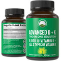 Peak Performance Advanced Vitamin D 5000 IU with All 3 Types of Vitamin K Vitamin D3 and Vitamin K2, K1, MK-7 (MK7), MK4 Supplement