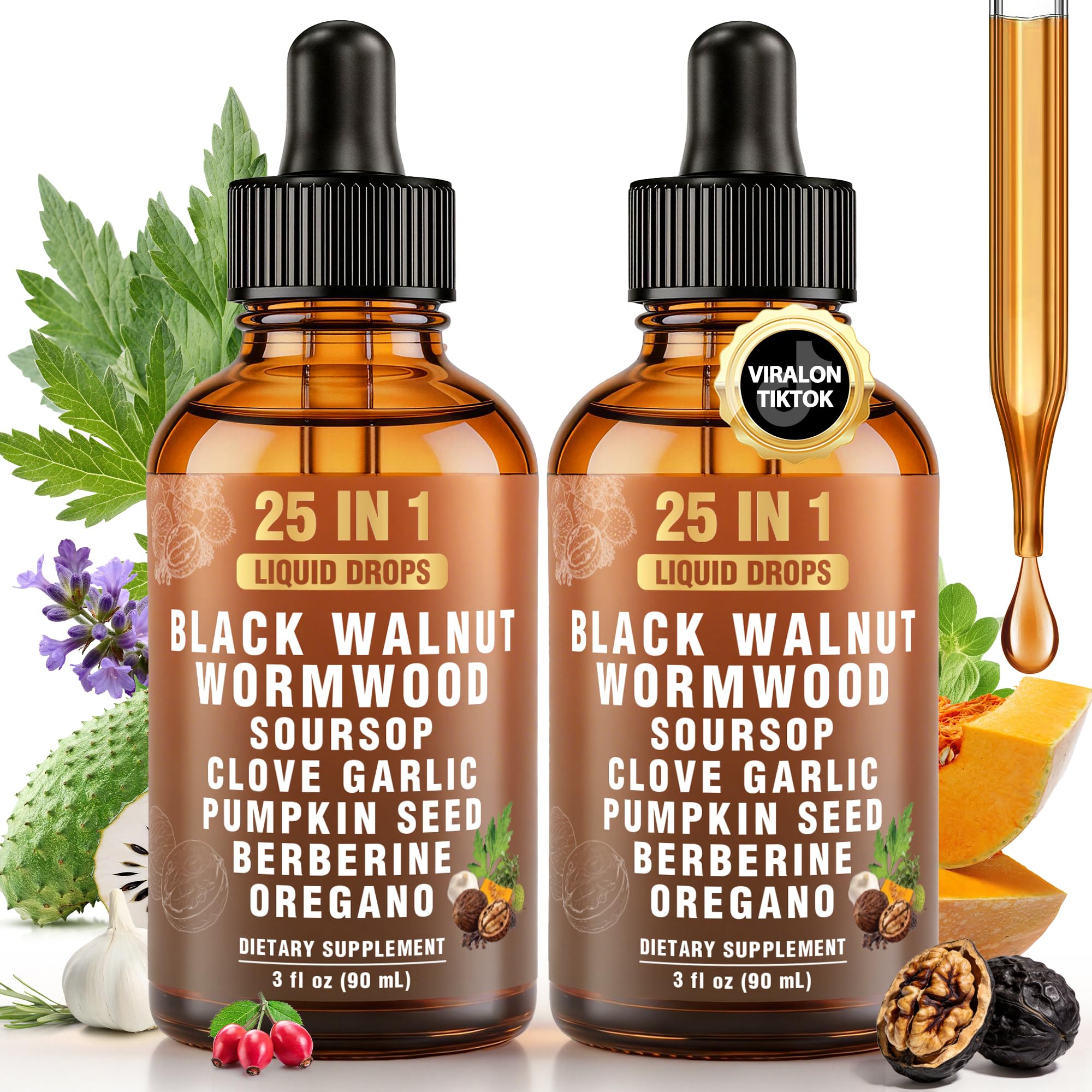 Royavita 25-in-1 Liposomal Wormwood Black Walnut Clove Parasite Cleanse with Clove, Garlic, Pumpkin Seed, Oregano & Berberine – 98% Absorption for Superior