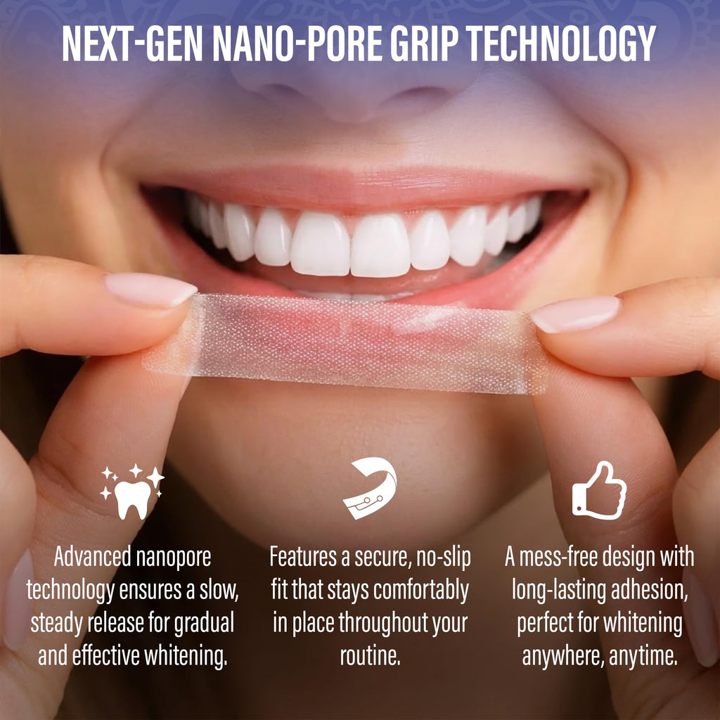 GuruNanda Teeth Whitening Strips Kit - 7-Day Treatment with Non-Slip, Dry Strip Technology