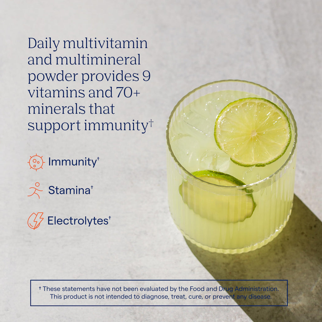 Trace Minerals Power Pak Multivitamin and Multimineral Packets - Electrolyte Support - 1200 mg Vitamin C plus 70+ Trace Minerals - Lemon Lime Flavor - 30 Packets