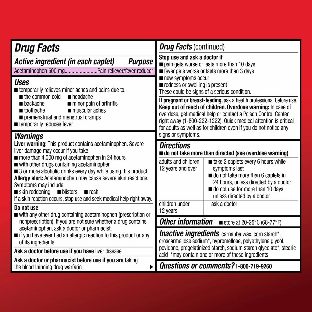 Amazon Basic Care Extra Strength Acetaminophen Caplets 500 mg, Pain Reliever and Fever Reducer, Gentle on Stomach, For Arthritis Pain, Backache Pain and More, 50 Packets of 2 Capsules Each, 100 Count Amazon Basic CareBuy Supplements Australia