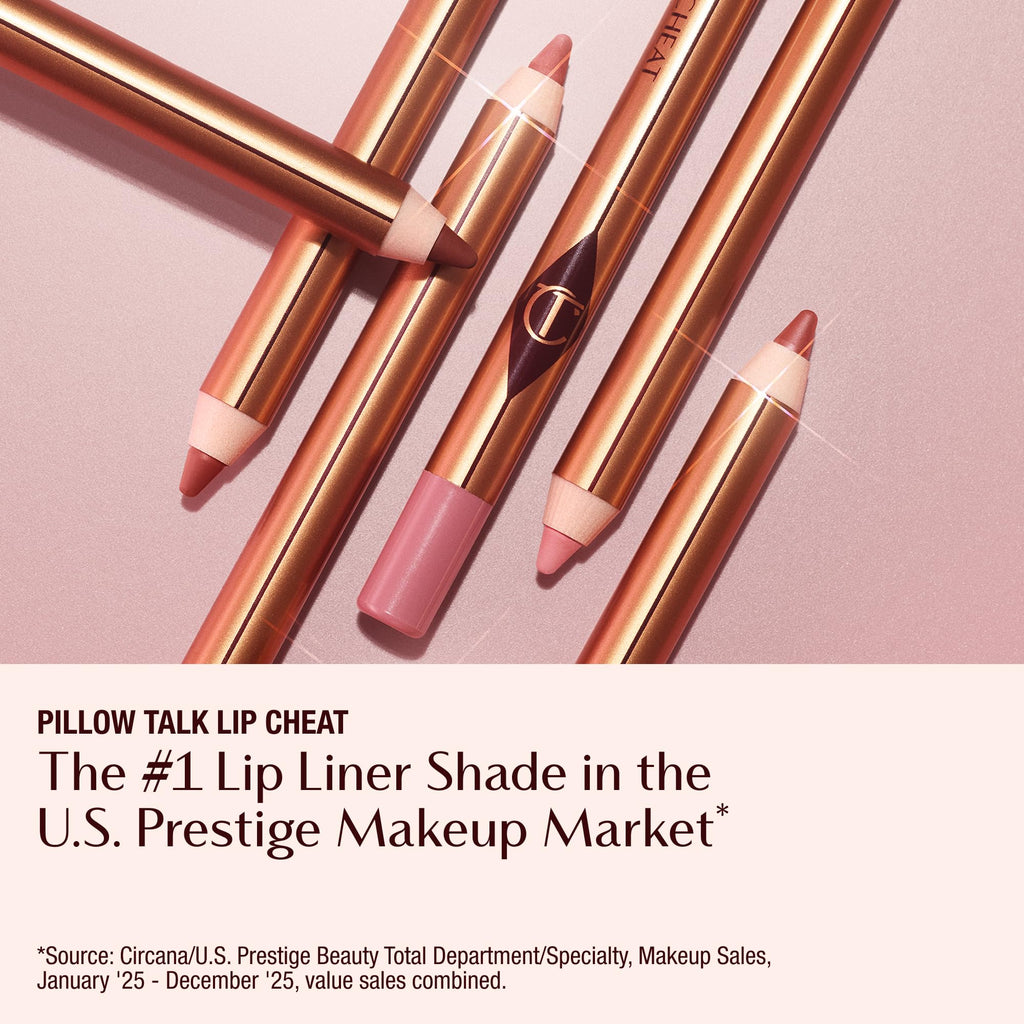 Charlotte Tilbury Lip Cheat Lip Liner Pencil - Creamy Fuller-Looking Lip Pencil with Jojoba Oil & Hyaluronic Acid - Waterproof, Smudge-Proof & Transfer-Proof - 6H Wear - Pillow Talk Medium