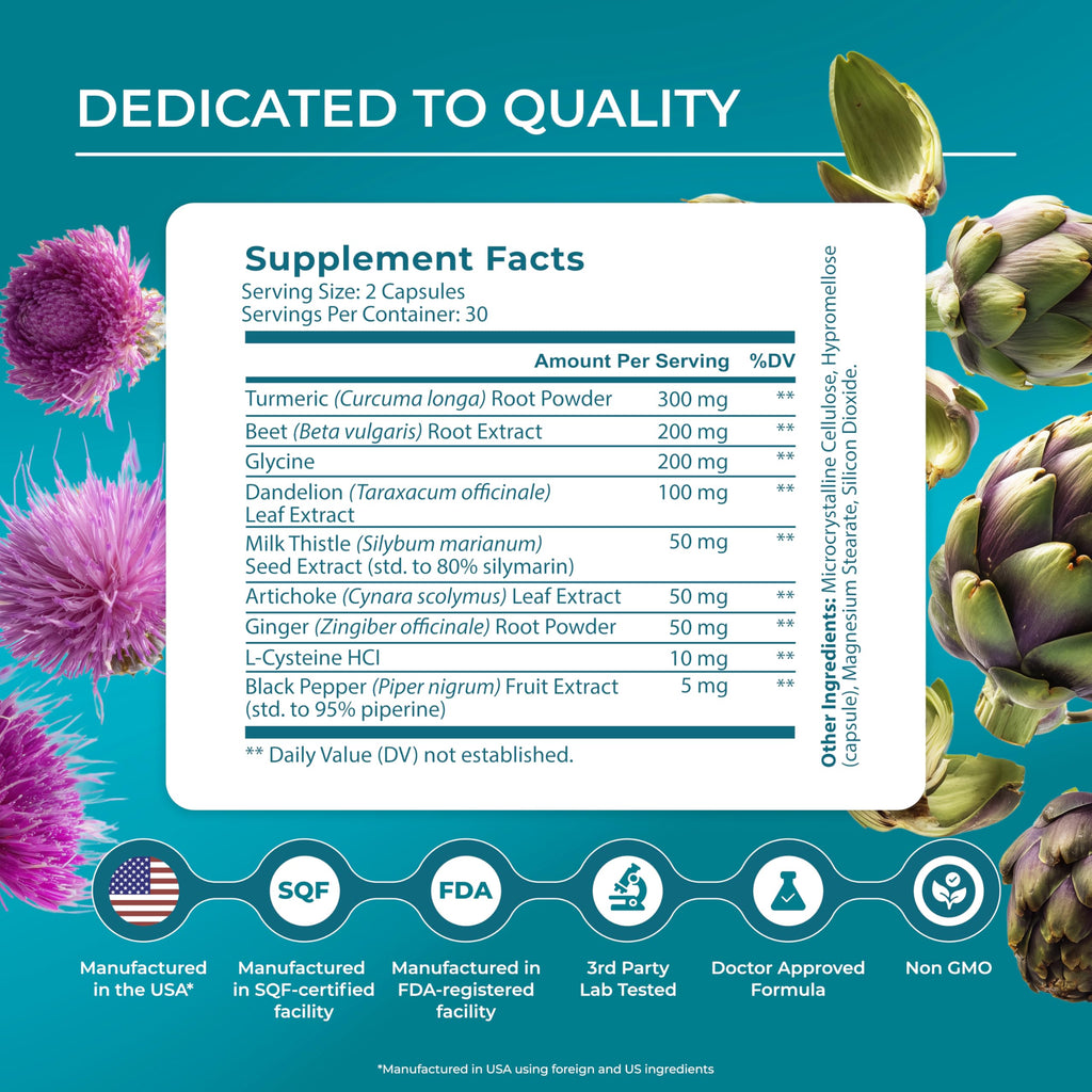 PUREHEALTH Research Liver Health – Liver Cleanse Detox & Repair Support Supplement- with Milk Thistle, Turmeric Powder, Dandelion, Artichoke, Beet Root, Ginger